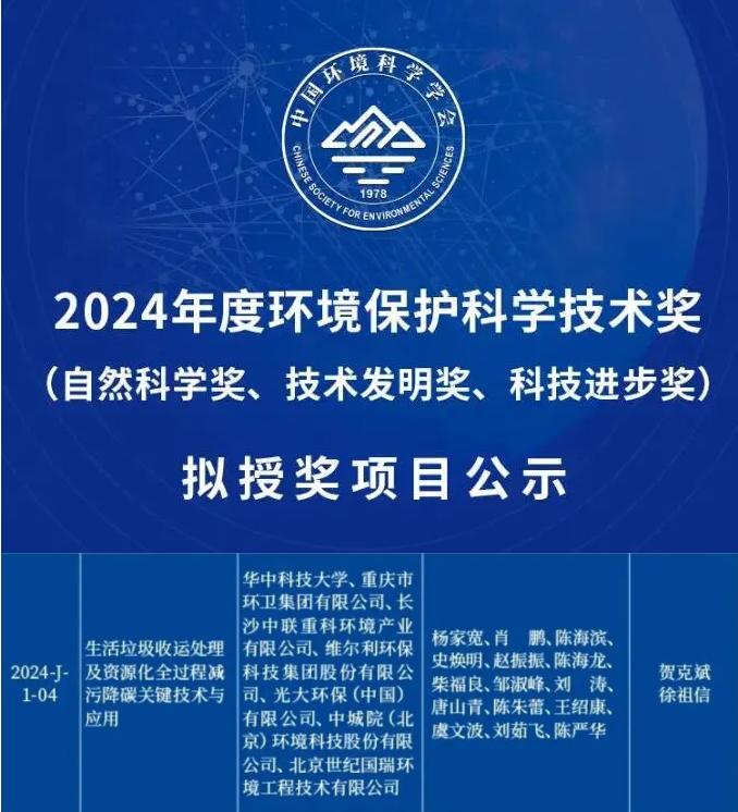 喜获科技进步一等奖！盈峰环境引领生活垃圾减污降碳新技术